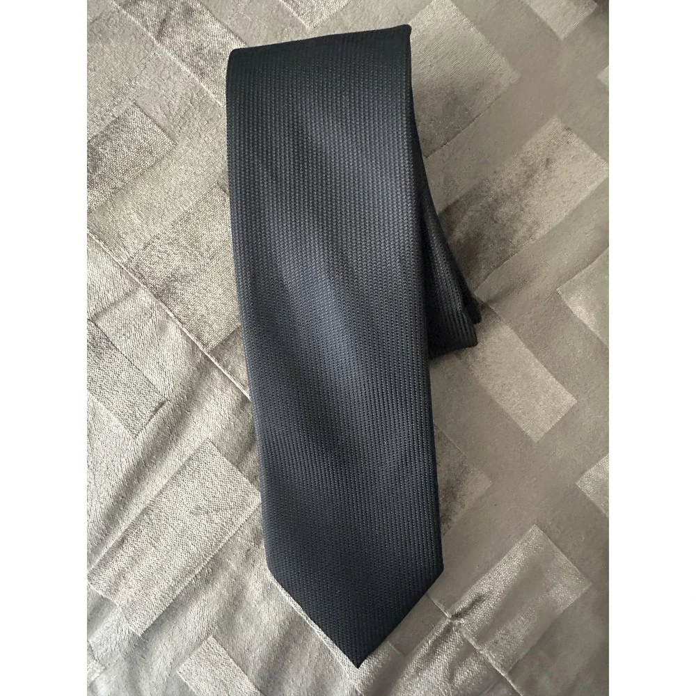 Perry Ellis Portfolio Tie Mens One Size Black Textured Solid Necktie‎ Formal